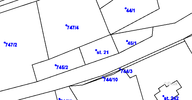 Parcela st. 21 v KÚ Trpín, Katastrální mapa