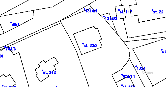 Parcela st. 23/2 v KÚ Trpín, Katastrální mapa