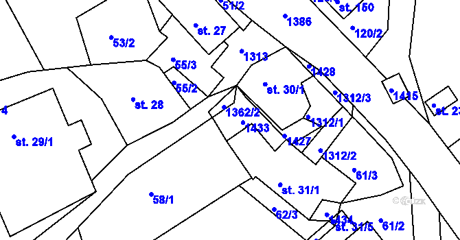 Parcela st. 30/2 v KÚ Trpín, Katastrální mapa