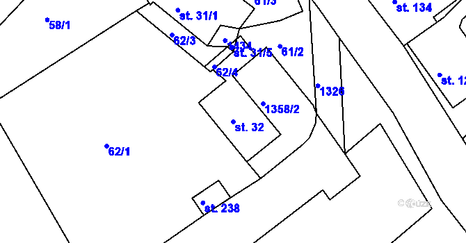 Parcela st. 32 v KÚ Trpín, Katastrální mapa