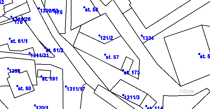Parcela st. 57 v KÚ Trpín, Katastrální mapa