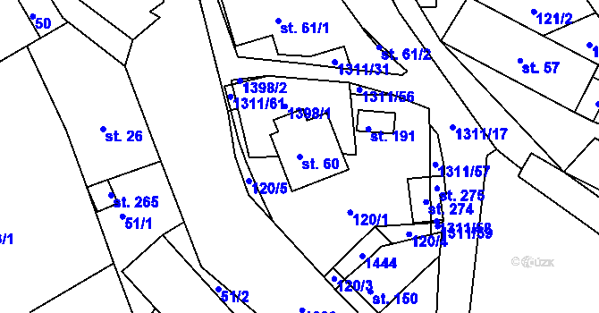 Parcela st. 60 v KÚ Trpín, Katastrální mapa