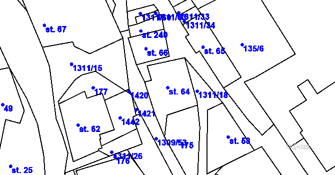 Parcela st. 64 v KÚ Trpín, Katastrální mapa