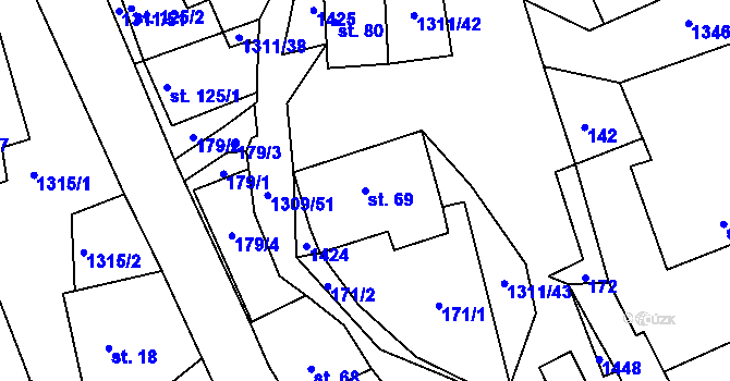 Parcela st. 69 v KÚ Trpín, Katastrální mapa