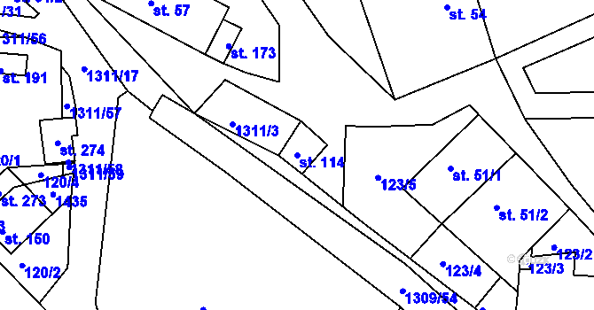 Parcela st. 114 v KÚ Trpín, Katastrální mapa