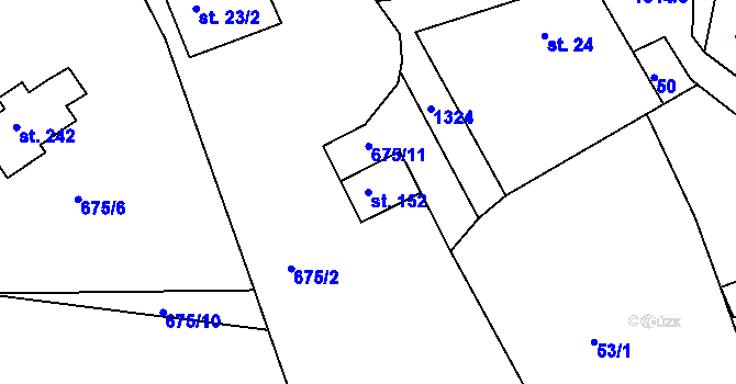 Parcela st. 152 v KÚ Trpín, Katastrální mapa