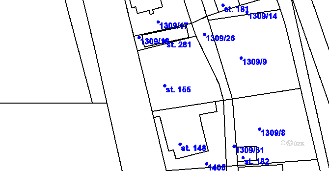 Parcela st. 155 v KÚ Trpín, Katastrální mapa