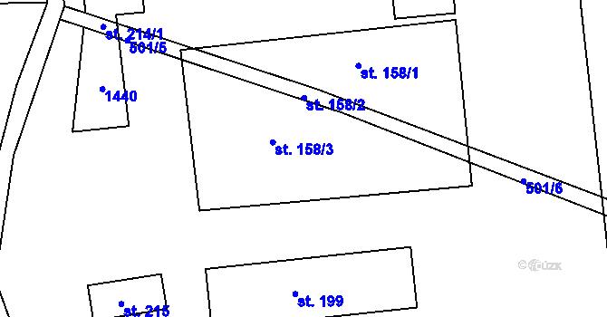 Parcela st. 158/3 v KÚ Trpín, Katastrální mapa