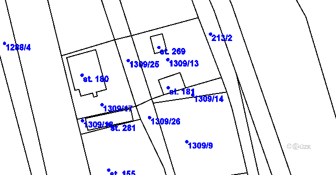 Parcela st. 181 v KÚ Trpín, Katastrální mapa