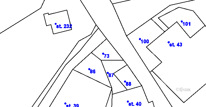 Parcela st. 73 v KÚ Trpín, Katastrální mapa