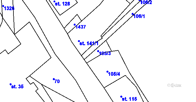 Parcela st. 105/3 v KÚ Trpín, Katastrální mapa