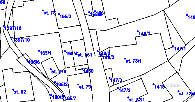 Parcela st. 149/2 v KÚ Trpín, Katastrální mapa