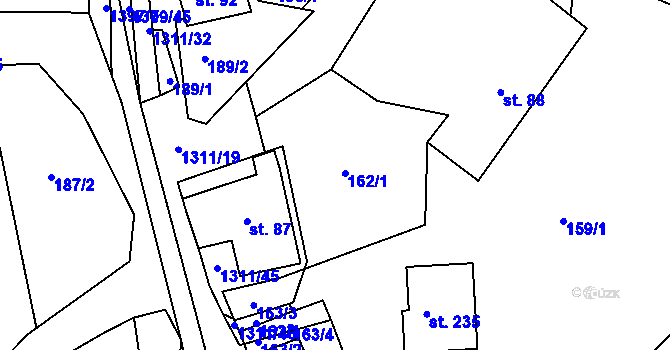 Parcela st. 162 v KÚ Trpín, Katastrální mapa