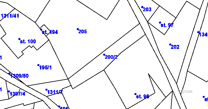 Parcela st. 200/2 v KÚ Trpín, Katastrální mapa