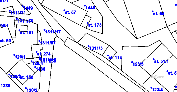 Parcela st. 1311/3 v KÚ Trpín, Katastrální mapa