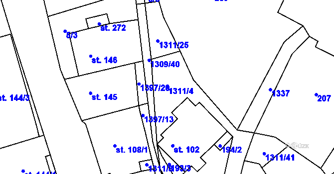 Parcela st. 1311/4 v KÚ Trpín, Katastrální mapa
