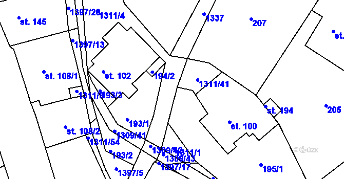 Parcela st. 1311/6 v KÚ Trpín, Katastrální mapa