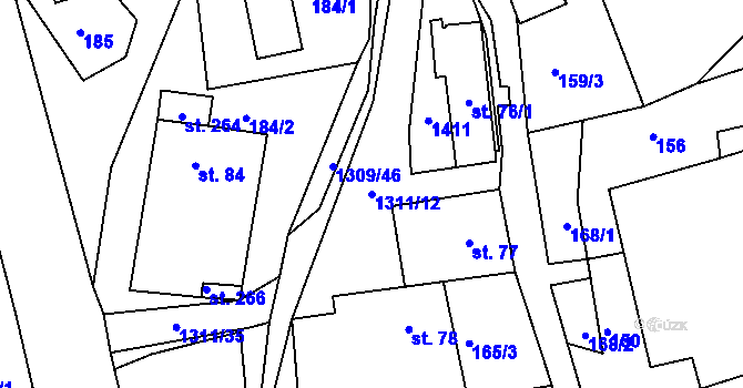 Parcela st. 1311/12 v KÚ Trpín, Katastrální mapa