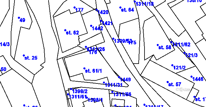 Parcela st. 1311/16 v KÚ Trpín, Katastrální mapa