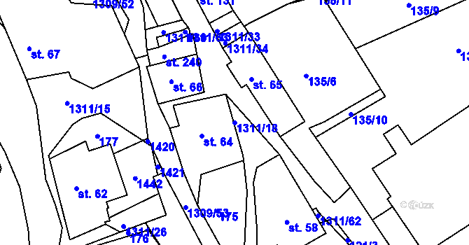Parcela st. 1311/18 v KÚ Trpín, Katastrální mapa