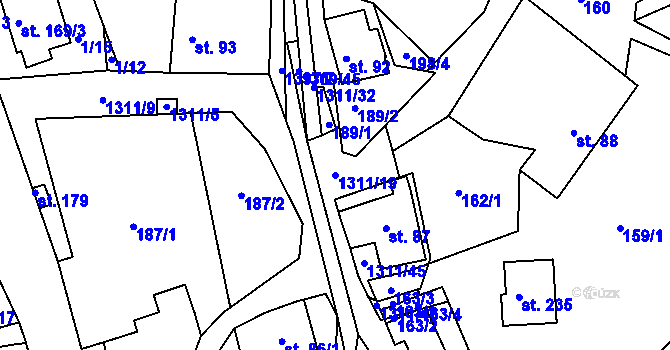 Parcela st. 1311/19 v KÚ Trpín, Katastrální mapa