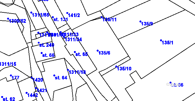 Parcela st. 135/6 v KÚ Trpín, Katastrální mapa