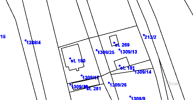 Parcela st. 1309/25 v KÚ Trpín, Katastrální mapa