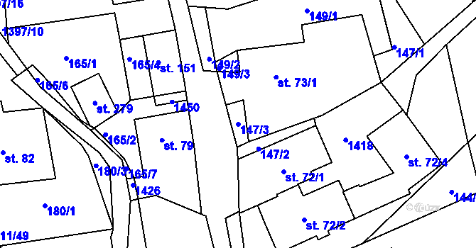 Parcela st. 147/3 v KÚ Trpín, Katastrální mapa