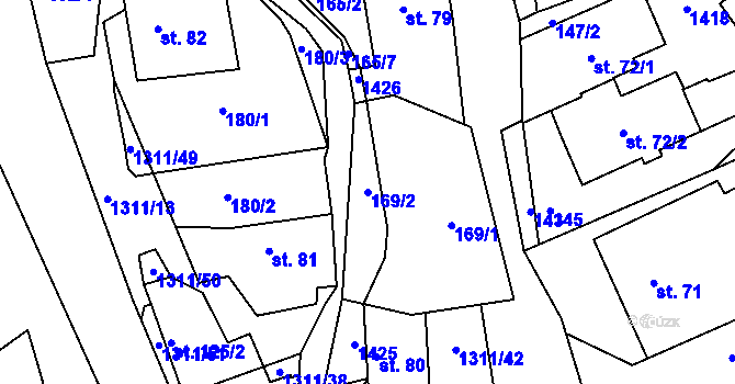 Parcela st. 169/2 v KÚ Trpín, Katastrální mapa