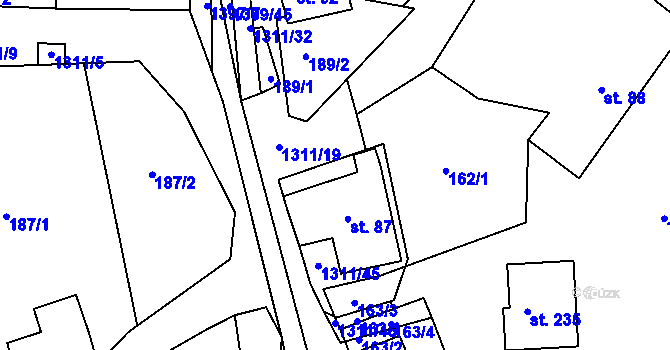 Parcela st. 1311/44 v KÚ Trpín, Katastrální mapa