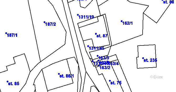 Parcela st. 1311/45 v KÚ Trpín, Katastrální mapa
