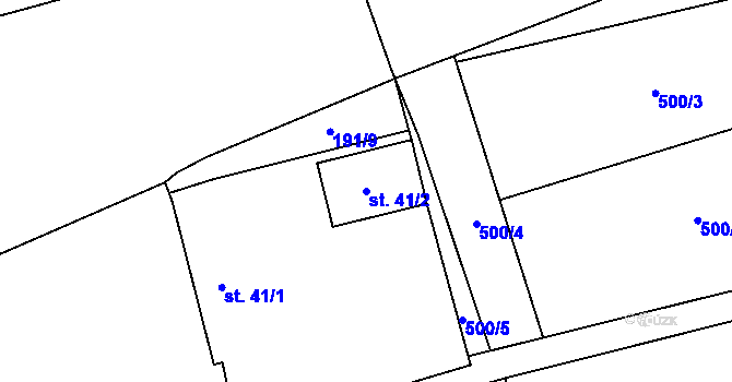 Parcela st. 41/2 v KÚ Sviňomazy, Katastrální mapa