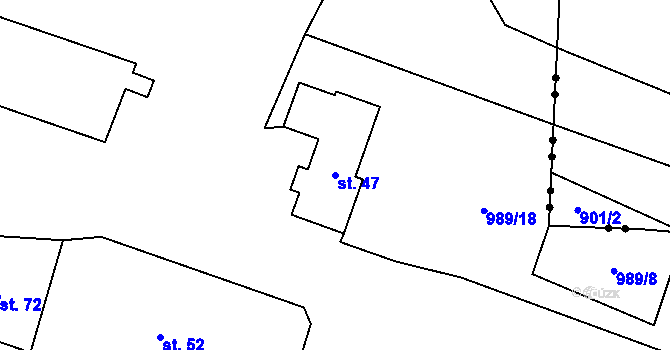 Parcela st. 47 v KÚ Sviňomazy, Katastrální mapa