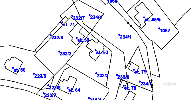 Parcela st. 53 v KÚ Sviňomazy, Katastrální mapa