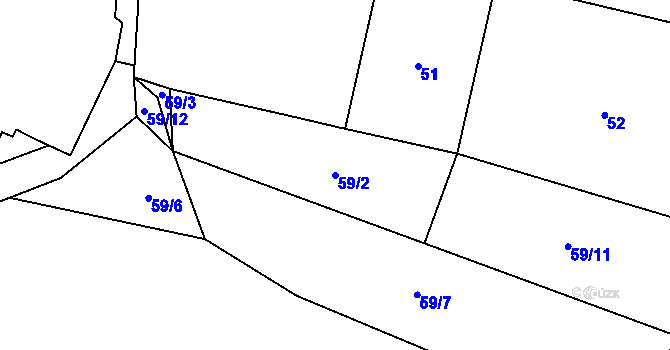 Parcela st. 59/2 v KÚ Sviňomazy, Katastrální mapa
