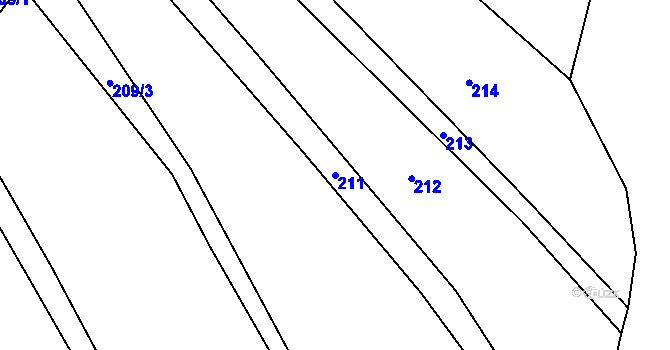 Parcela st. 211 v KÚ Sviňomazy, Katastrální mapa