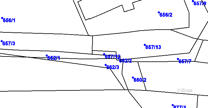 Parcela st. 657/12 v KÚ Sviňomazy, Katastrální mapa