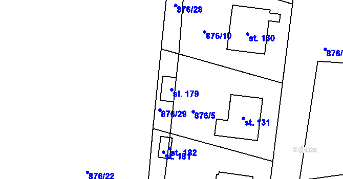 Parcela st. 179 v KÚ Trpísty, Katastrální mapa
