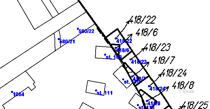 Parcela st. 109 v KÚ Trpísty, Katastrální mapa