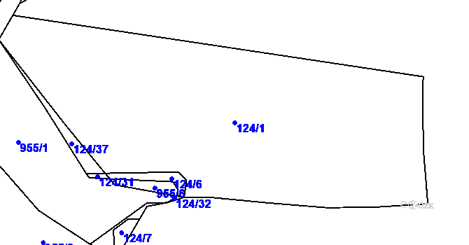 Parcela st. 124/1 v KÚ Trpísty, Katastrální mapa