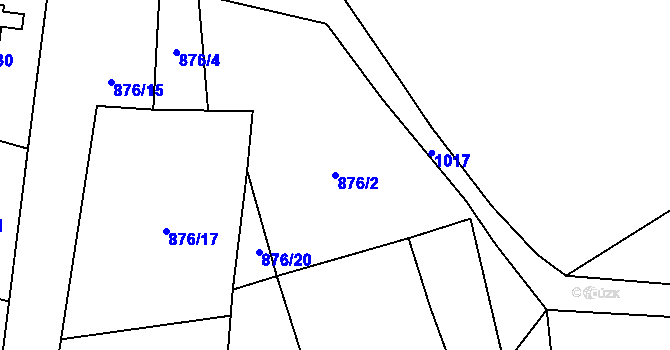 Parcela st. 876/2 v KÚ Trpísty, Katastrální mapa