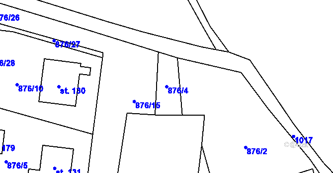 Parcela st. 876/4 v KÚ Trpísty, Katastrální mapa