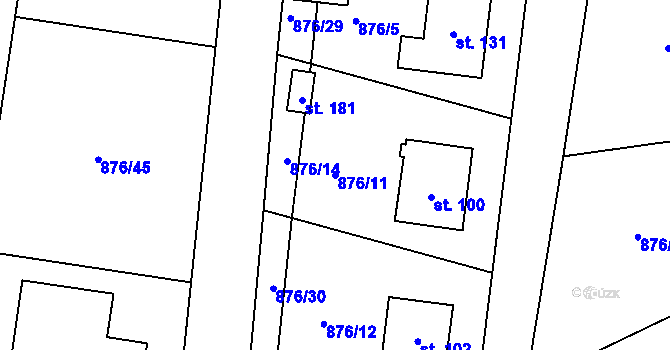 Parcela st. 876/11 v KÚ Trpísty, Katastrální mapa