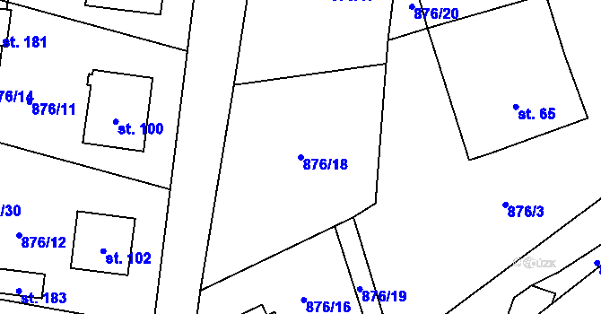 Parcela st. 876/18 v KÚ Trpísty, Katastrální mapa