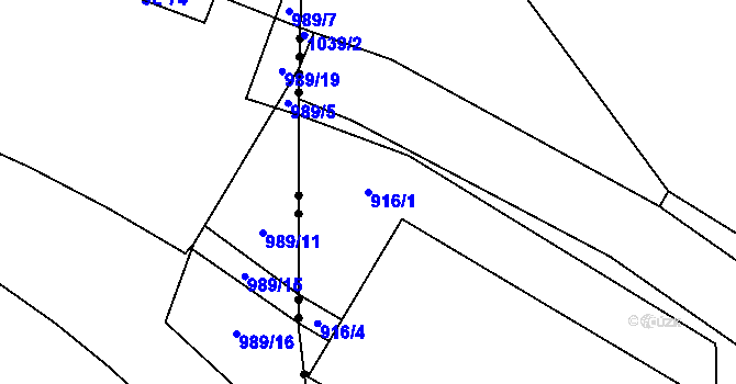 Parcela st. 916/1 v KÚ Trpísty, Katastrální mapa