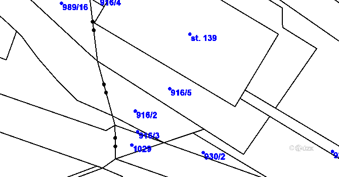 Parcela st. 916/5 v KÚ Trpísty, Katastrální mapa