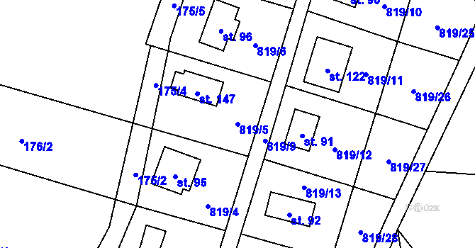 Parcela st. 819/5 v KÚ Koňkovice, Katastrální mapa