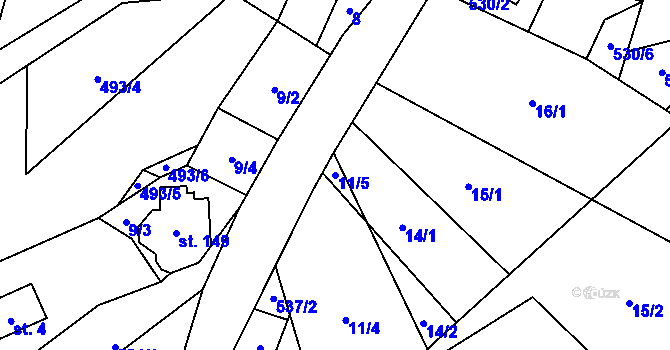 Parcela st. 11/5 v KÚ Koňkovice, Katastrální mapa