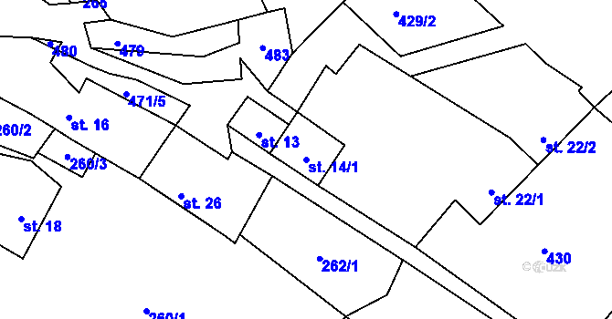Parcela st. 14/1 v KÚ Trpišovice, Katastrální mapa