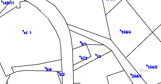 Parcela st. 9/1 v KÚ Trpišovice, Katastrální mapa